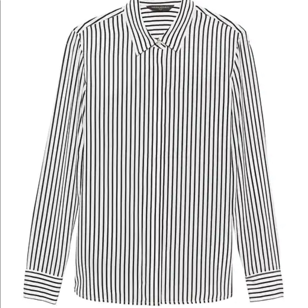 Banana Republic Silk Striped Dillon Blouse sz M